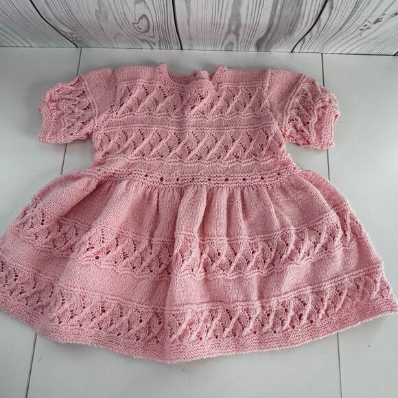 Vintage Hand Crocheted Baby Girl Child’s Pink Dress Birthday Easter Toddler 2T - Picture 1 of 6